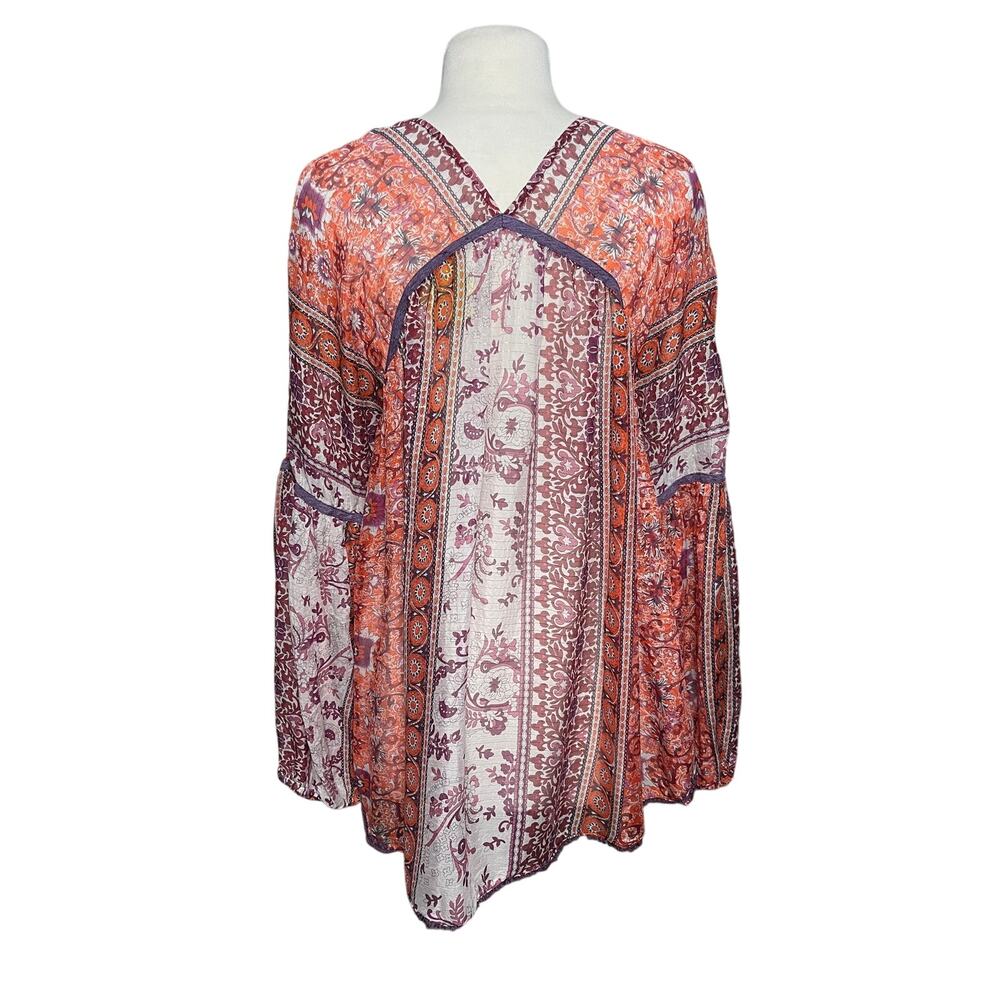 ANTHROPOLOGIE MAEVE Women’s Boho Latona Silk Peasant Printed Top - Picture 6 of 6